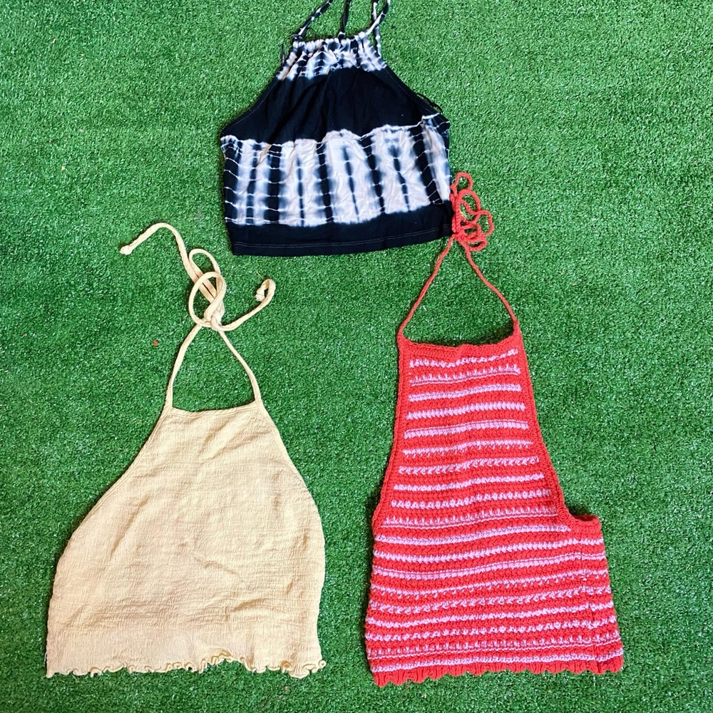 3 Piece Crop Top Neck Ties